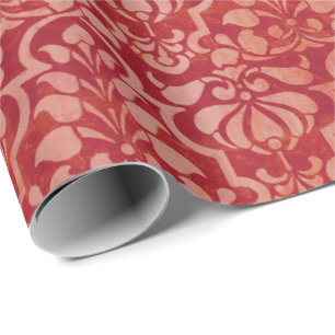 Red Vintag Viktorianisch Damask Nahtloses Muster Geschenkpapier