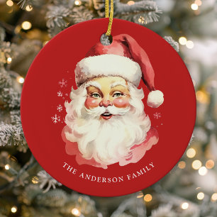 Red Vintag Watercolor Weihnachten Keramik Ornament