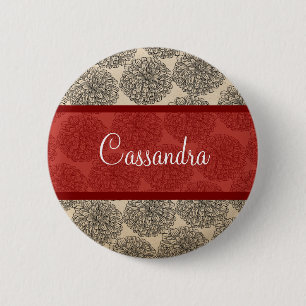 Red Vintag Zinnia Button