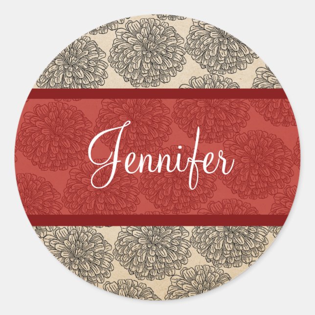 Red Vintag Zinnia Stickers (Vorderseite)