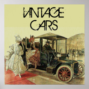 RED VINTAGE CAR/CLASSIC AUTO AUTOMOTIVE Creme Poster