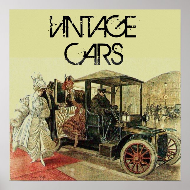RED VINTAGE CAR/CLASSIC AUTO AUTOMOTIVE Creme Poster (Vorne)
