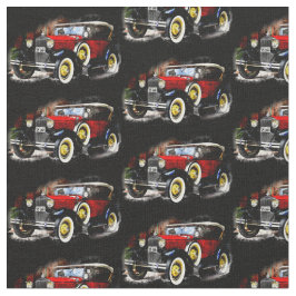 Red Vintage Car on Black  Stoff
