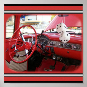 Red Vintage Car Poster