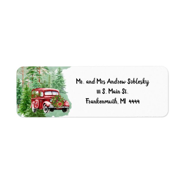 Red Vintage Car Return Address Label (Vorne)