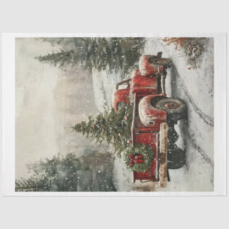 Red Vintage Christmas Truck Seidenpapier