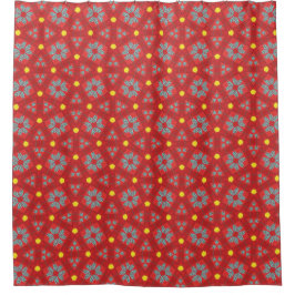Red Vintage Floral Geometry Shower Curtain Duschvorhang