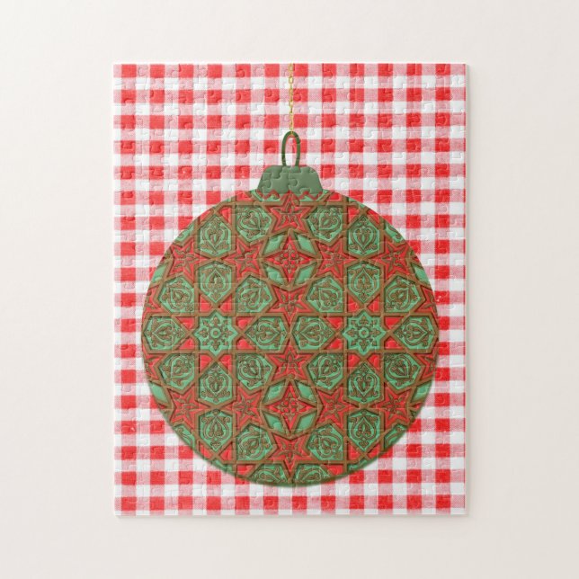 Red Vintage Weihnachts Spaß Retro Puzzle (Vertikal)