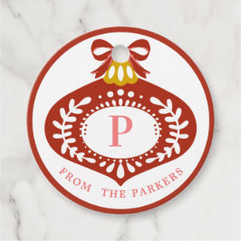 Red Vintage Weihnachtsschmuck | Monogramm Geschenkanhänger