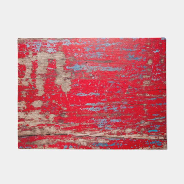 Red Vintage Wood Fußmatte (Vorderseite)