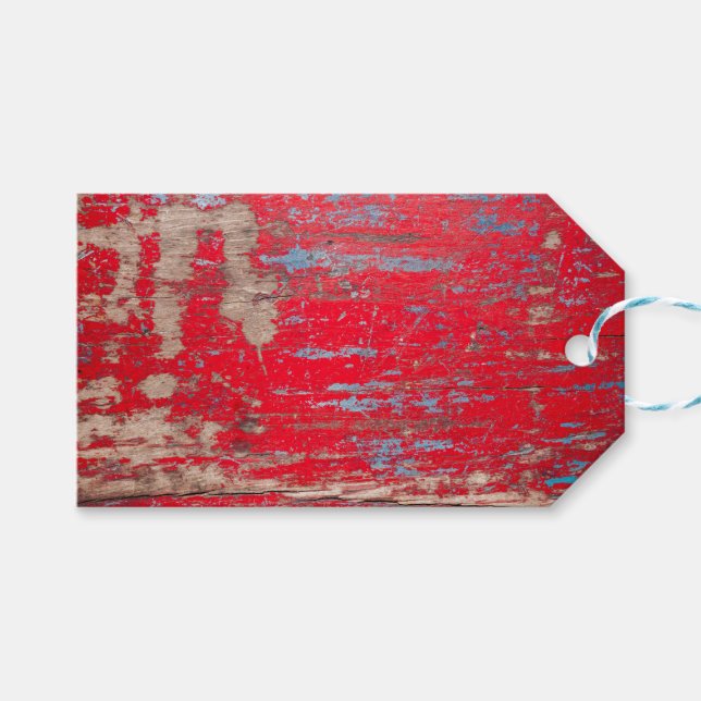 Red Vintage Wood Geschenkanhänger (Vorderseite (Horizontal))
