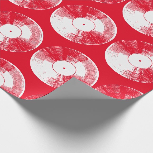 Red Vinyl Record Geschenkpapier (Ecke)