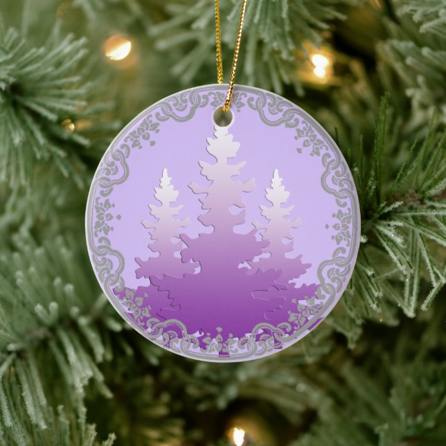Red-Violet Evergreen Weihnachtsbaum Keramik Ornament (Baum)
