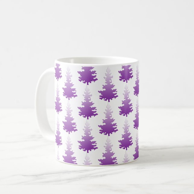 Red-Violet Evergreen Weihnachtsbaumen Kaffeetasse (Vorderseite Links)