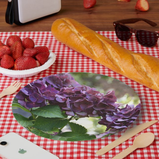 Red Violet Hydrangea Blooms Floral Pappteller (Picknick)