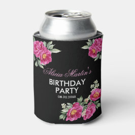 Red Violet Peony Floral Greenery Black Birthday Dosenkühler