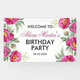 Red Violet Peony Floral Greenery Geburtstag Willko Banner
