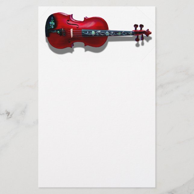 RED VIOLIN ON WHITE - STATIONERY BRIEFPAPIER (Vorderseite)