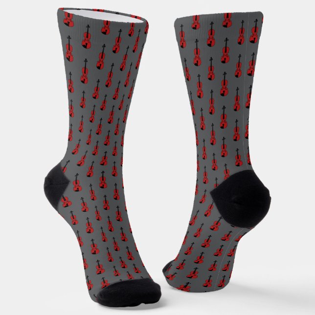 Red Violin Pattern Socken (Gewinkelt)