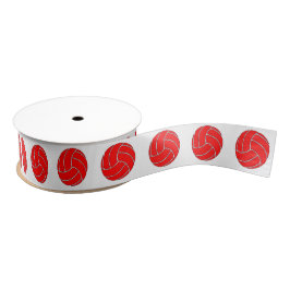 Red Volleyball Crossgrain Ribbon Ripsband