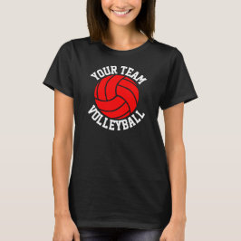 Red Volleyball Custom Team Name Women's Black T-Sh T-Shirt