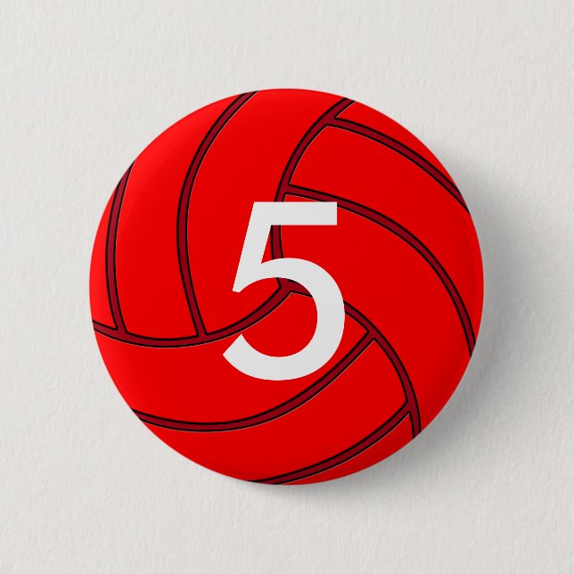 Red Volleyball Jersey Round Button (Vorderseite)