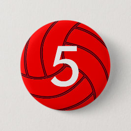 Red Volleyball Jersey Round Button