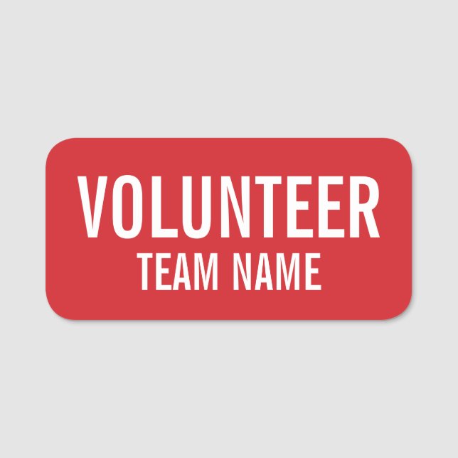 Red Volunteer Abzeichen mit benutzerdefinierten Te Namensschild (Vorderseite)