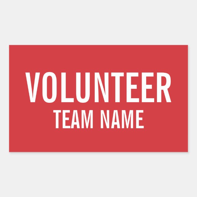 Red Volunteer Abzeichen mit benutzerdefinierten Te Rechteckiger Aufkleber (Vorderseite)