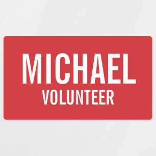 Red Volunteer Abzeichen mit Individuelle Name Etiketten