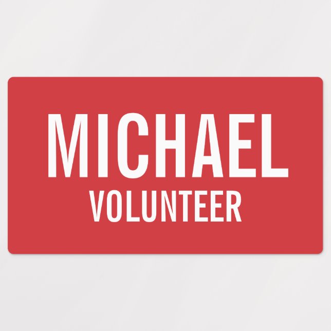 Red Volunteer Abzeichen mit Individuelle Name Etiketten (Design 1)