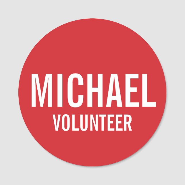 Red Volunteer Abzeichen mit Individuelle Name Namensschild (Vorderseite)