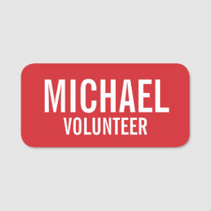 Red Volunteer Abzeichen mit Individuelle Name Namensschild