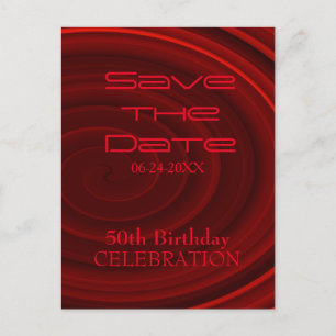 Red Vortex 50. Geburtstag Save the Date Ankündigungspostkarte