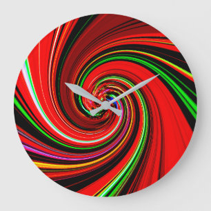 Red Vortex Design Clock Große Wanduhr