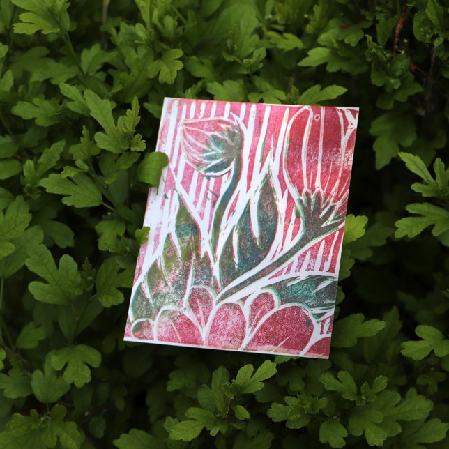 Red Wabi Sabi Blume Briefmarke Floral Spring Natur Postkarte (Von Creator hochgeladen)