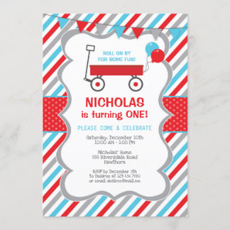 Red Wagon Einladung zum Geburtstag, Boy Birthday P