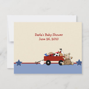 Red Wagon Teddy Bear Baby Shower Admin Cards Hinweiskarte