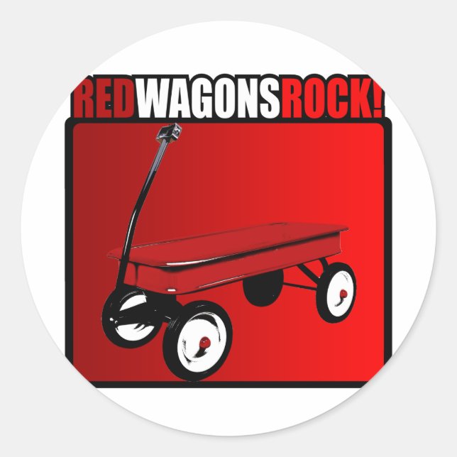 Red Wagons Rock! Runder Aufkleber (Vorderseite)
