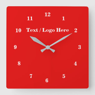 Red Wall Clock mit benutzerdefiniertem Text Wählen Quadratische Wanduhr