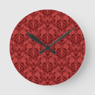 Red Wallpaper Runde Wanduhr