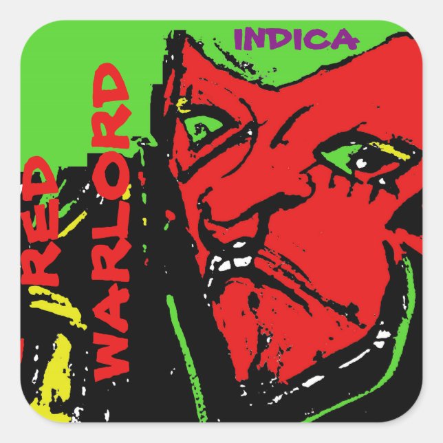 RED WARLORD INDICA QUADRATISCHER AUFKLEBER (Vorderseite)