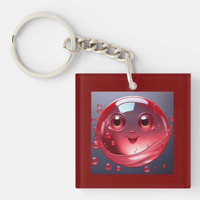 Red Water Bubble Emoji Schlüsselanhänger (Vorderseite)
