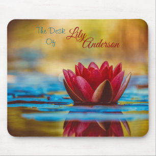 Red Water lilie "The Desk of" *Personalize* Mousepad