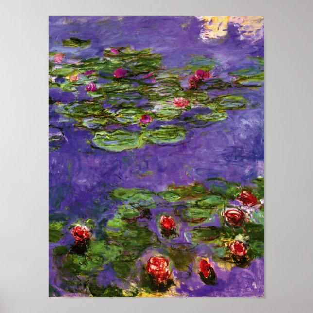 Red Water Lilies Claude Monet Kunstgewerbe Poster (Vorne)