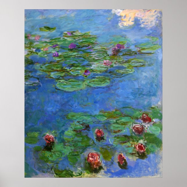 Red Water Lilies, Claude Monet Poster (Vorne)