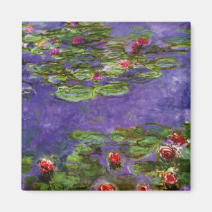 Red Water Lilies von Claude Monet Magnet