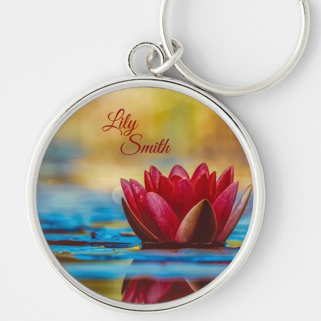 Red Water Lilly *personalize* Schlüsselanhänger (Vorne)
