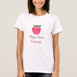 Red Watercolor Apfel Babydusche tragen Namen T-Shirt