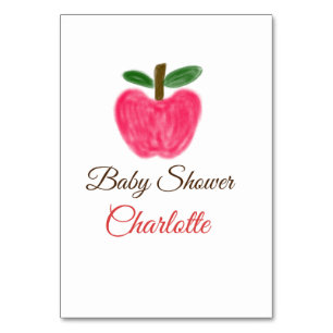 Red Watercolor Apfel Babydusche tragen Namen Tischnummer